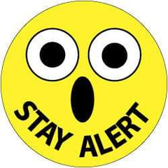 NMC - Stay Alert, Hard Hat Label - Black & White on Yellow, 2" Thick, For Accident Prevention - Exact Tool & Supply