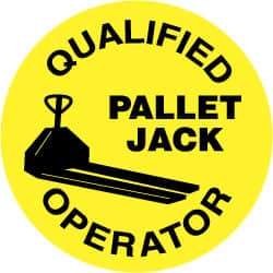 NMC - Qualified Pallet Jack Operator, Hard Hat Label - Black on Yellow, 2" Thick, For Certified Operator - Exact Tool & Supply