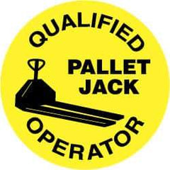 NMC - Qualified Pallet Jack Operator, Hard Hat Label - Black on Yellow, 2" Thick, For Certified Operator - Exact Tool & Supply