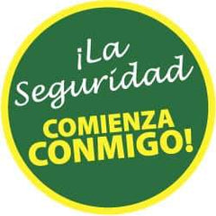 NMC - Ila Seguridad Comienza Conmigo!, Hard Hat Label - White & Yellow on Green, 2" Thick, For Accident Prevention - Exact Tool & Supply