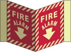 NMC - Fire Alarm, Acrylic Fire Sign - 8-3/4" Wide x 5-3/4" High, Glow-in-the-Dark - Exact Tool & Supply