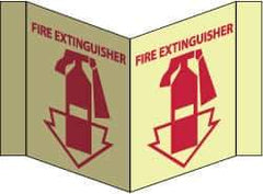 NMC - Fire Extinguisher, Acrylic Fire Sign - 8-3/4" Wide x 5-3/4" High, Glow-in-the-Dark - Exact Tool & Supply