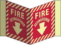 NMC - Fire Extinguisher, Acrylic Fire Sign - 8-3/4" Wide x 5-3/4" High, Glow-in-the-Dark - Exact Tool & Supply