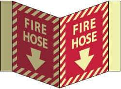 NMC - Fire Hose, Acrylic Fire Sign - 8-3/4" Wide x 5-3/4" High, Glow-in-the-Dark - Exact Tool & Supply