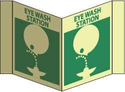 NMC - "Eye Wash Station", 5-3/4" Long x 8-3/4" Wide, Rigid Plastic Safety Sign - Rectangle, 0.125" Thick, Use for First Aid - Exact Tool & Supply