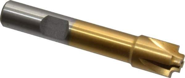 Interstate - 3/64" Radius, 7/16" Mill Diam, 4 Flute High Speed Steel Corner Rounding End Mill - Single End, TiN Finish, 2-1/2" OAL, 3/8" Shank Diam - Exact Tool & Supply