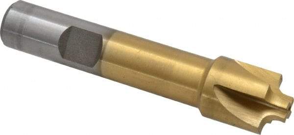 Interstate - 1/8" Radius, 5/8" Mill Diam, 4 Flute High Speed Steel Corner Rounding End Mill - Single End, TiN Finish, 3" OAL, 1/2" Shank Diam - Exact Tool & Supply