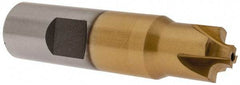 Interstate - 1/8" Radius, 5/8" Mill Diam, 4 Flute High Speed Steel Corner Rounding End Mill - Single End, TiN Finish, 3" OAL, 3/4" Shank Diam - Exact Tool & Supply