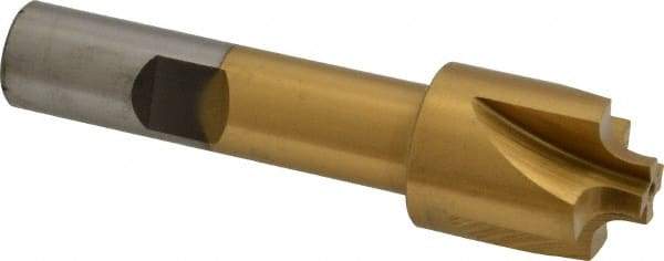 Interstate - 9/64" Radius, 3/4" Mill Diam, 4 Flute High Speed Steel Corner Rounding End Mill - Single End, TiN Finish, 3" OAL, 1/2" Shank Diam - Exact Tool & Supply