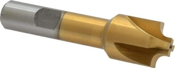 Interstate - 5/32" Radius, 3/4" Mill Diam, 4 Flute High Speed Steel Corner Rounding End Mill - Single End, TiN Finish, 3" OAL, 1/2" Shank Diam - Exact Tool & Supply