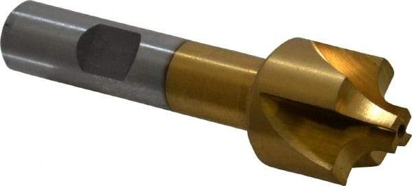 Interstate - 3/16" Radius, 7/8" Mill Diam, 4 Flute High Speed Steel Corner Rounding End Mill - Single End, TiN Finish, 3" OAL, 1/2" Shank Diam - Exact Tool & Supply
