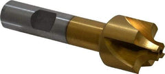 Interstate - 3/16" Radius, 7/8" Mill Diam, 4 Flute High Speed Steel Corner Rounding End Mill - Single End, TiN Finish, 3" OAL, 1/2" Shank Diam - Exact Tool & Supply