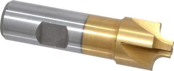 Interstate - 3/16" Radius, 7/8" Mill Diam, 4 Flute High Speed Steel Corner Rounding End Mill - Single End, TiN Finish, 3-1/8" OAL, 3/4" Shank Diam - Exact Tool & Supply