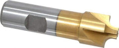 Interstate - 3/16" Radius, 7/8" Mill Diam, 4 Flute High Speed Steel Corner Rounding End Mill - Single End, TiN Finish, 3-1/8" OAL, 3/4" Shank Diam - Exact Tool & Supply