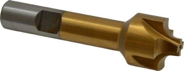 Interstate - 13/64" Radius, 7/8" Mill Diam, 4 Flute High Speed Steel Corner Rounding End Mill - Single End, TiN Finish, 3-1/8" OAL, 1/2" Shank Diam - Exact Tool & Supply
