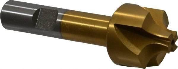 Interstate - 1/4" Radius, 1" Mill Diam, 4 Flute High Speed Steel Corner Rounding End Mill - Single End, TiN Finish, 3-1/8" OAL, 1/2" Shank Diam - Exact Tool & Supply