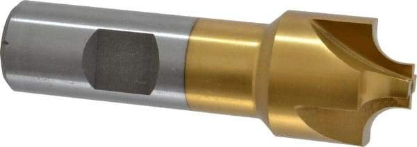 Interstate - 1/4" Radius, 1" Mill Diam, 4 Flute High Speed Steel Corner Rounding End Mill - Single End, TiN Finish, 3-1/4" OAL, 3/4" Shank Diam - Exact Tool & Supply