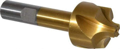 Interstate - 21/64" Radius, 1-1/8" Mill Diam, 4 Flute High Speed Steel Corner Rounding End Mill - Single End, TiN Finish, 3-1/4" OAL, 1/2" Shank Diam - Exact Tool & Supply