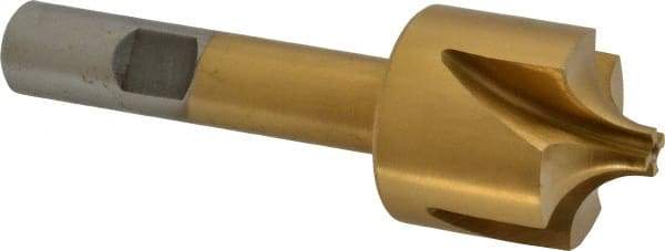 Interstate - 11/32" Radius, 1-1/8" Mill Diam, 4 Flute High Speed Steel Corner Rounding End Mill - Single End, TiN Finish, 3-1/2" OAL, 1/2" Shank Diam - Exact Tool & Supply