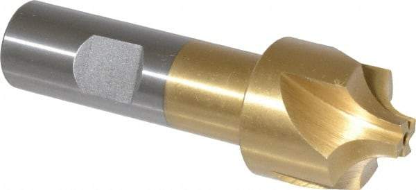 Interstate - 11/32" Radius, 1-1/8" Mill Diam, 4 Flute High Speed Steel Corner Rounding End Mill - Single End, TiN Finish, 3-1/2" OAL, 3/4" Shank Diam - Exact Tool & Supply