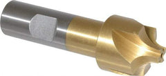 Interstate - 11/32" Radius, 1-1/8" Mill Diam, 4 Flute High Speed Steel Corner Rounding End Mill - Single End, TiN Finish, 3-1/2" OAL, 3/4" Shank Diam - Exact Tool & Supply