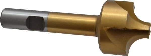 Interstate - 3/8" Radius, 1-1/4" Mill Diam, 4 Flute High Speed Steel Corner Rounding End Mill - Single End, TiN Finish, 3-1/2" OAL, 1/2" Shank Diam - Exact Tool & Supply