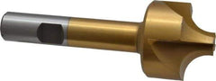 Interstate - 3/8" Radius, 1-1/4" Mill Diam, 4 Flute High Speed Steel Corner Rounding End Mill - Single End, TiN Finish, 3-1/2" OAL, 1/2" Shank Diam - Exact Tool & Supply