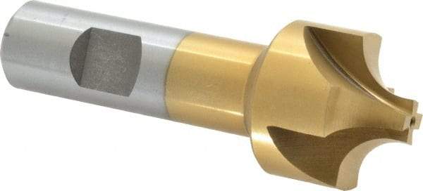 Interstate - 3/8" Radius, 1-1/4" Mill Diam, 4 Flute High Speed Steel Corner Rounding End Mill - Single End, TiN Finish, 3-1/2" OAL, 3/4" Shank Diam - Exact Tool & Supply