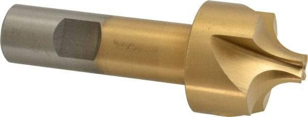 Interstate - 3/8" Radius, 1-1/4" Mill Diam, 4 Flute High Speed Steel Corner Rounding End Mill - Single End, TiN Finish, 3-3/4" OAL, 7/8" Shank Diam - Exact Tool & Supply