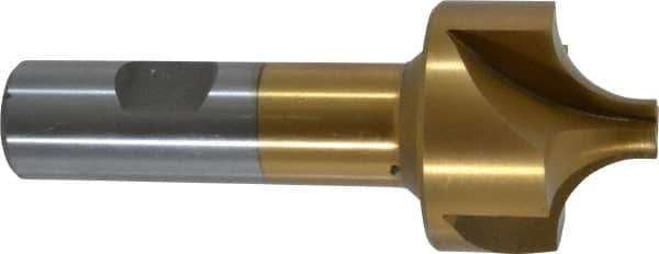 Interstate - 1/2" Radius, 1-1/2" Mill Diam, 4 Flute High Speed Steel Corner Rounding End Mill - Single End, TiN Finish, 3-7/8" OAL, 3/4" Shank Diam - Exact Tool & Supply