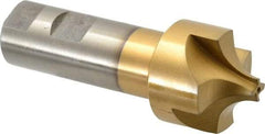 Interstate - 1/2" Radius, 1-1/2" Mill Diam, 4 Flute High Speed Steel Corner Rounding End Mill - Single End, TiN Finish, 4-1/8" OAL, 1" Shank Diam - Exact Tool & Supply