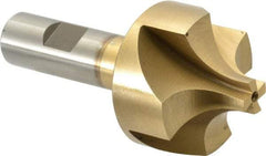 Interstate - 9/16" Radius, 1-5/16" Mill Diam, 4 Flute High Speed Steel Corner Rounding End Mill - Single End, TiN Finish, 4" OAL, 3/4" Shank Diam - Exact Tool & Supply