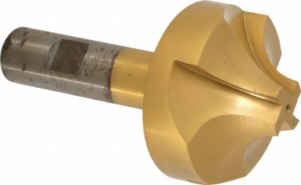 Interstate - 11/16" Radius, 2-1/4" Mill Diam, 4 Flute High Speed Steel Corner Rounding End Mill - Single End, TiN Finish, 4-1/8" OAL, 3/4" Shank Diam - Exact Tool & Supply
