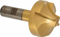 Interstate - 11/16" Radius, 2-1/4" Mill Diam, 4 Flute High Speed Steel Corner Rounding End Mill - Single End, TiN Finish, 4-1/8" OAL, 3/4" Shank Diam - Exact Tool & Supply