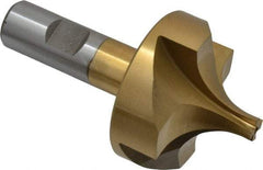 Interstate - 3/4" Radius, 2-1/4" Mill Diam, 4 Flute High Speed Steel Corner Rounding End Mill - Single End, TiN Finish, 4-1/8" OAL, 3/4" Shank Diam - Exact Tool & Supply