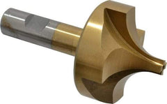 Interstate - 7/8" Radius, 2-1/2" Mill Diam, 4 Flute High Speed Steel Corner Rounding End Mill - Single End, TiN Finish, 4-1/2" OAL, 3/4" Shank Diam - Exact Tool & Supply