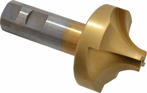 Interstate - 7/8" Radius, 2-1/2" Mill Diam, 4 Flute High Speed Steel Corner Rounding End Mill - Single End, TiN Finish, 4-1/2" OAL, 1" Shank Diam - Exact Tool & Supply
