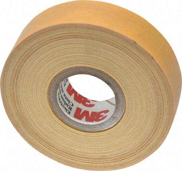 3M - 3/4" x 60', Yellow Cotton Cloth Electrical Tape - Series 2520, 8 mil Thick, 800 V/mil Dielectric Strength, 50 Lb./Inch Tensile Strength - Exact Tool & Supply