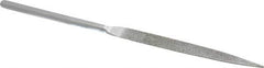 Strauss - 8-1/2" OAL Coarse Half Round Needle Diamond File - 1/2" Wide x 5/32" Thick, 4-3/8 LOC, 181 Grit - Exact Tool & Supply