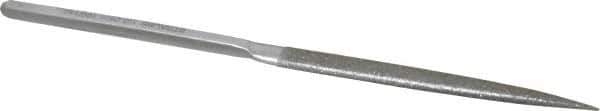 Strauss - 8-1/2" OAL Medium Half Round Needle Diamond File - 1/2" Wide x 5/32" Thick, 4-3/8 LOC, 126 Grit - Exact Tool & Supply