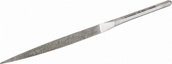Strauss - 8-1/2" OAL Fine Three Square Needle Diamond File - 3/8" Wide x 3/8" Thick, 4-3/8 LOC, 91 Grit - Exact Tool & Supply