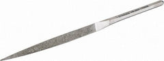 Strauss - 8-1/2" OAL Fine Three Square Needle Diamond File - 3/8" Wide x 3/8" Thick, 4-3/8 LOC, 91 Grit - Exact Tool & Supply