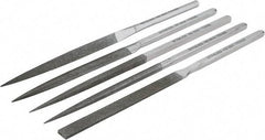 Strauss - 5 Piece Diamond Pattern File Set - 8-1/2" Long, Fine Coarseness, Set Includes Equalling, Half Round, Round, Square, Three Square - Exact Tool & Supply