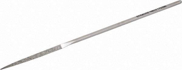 Strauss - 5-1/2" OAL Fine Three Square Needle Diamond File - 1/8" Wide x 1/8" Thick, 1-5/8 LOC, 91 Grit - Exact Tool & Supply