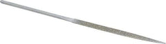 Strauss - 5-1/2" OAL Coarse Half Round Needle Diamond File - 13/64" Wide x 1/16" Thick, 2-3/4 LOC, 181 Grit - Exact Tool & Supply