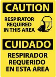 NMC - "Caution - Respirator Required in This Area", 14" Long x 10" Wide, Pressure-Sensitive Vinyl Safety Sign - Rectangle, 0.004" Thick, Use for Accident Prevention - Exact Tool & Supply