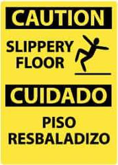 NMC - "Caution - Slippery Floor", 14" Long x 10" Wide, Rigid Plastic Safety Sign - Rectangle, 0.05" Thick, Use for Accident Prevention - Exact Tool & Supply