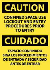 NMC - "Caution - Confined Space - Use Lockout and Entry Procedures Prior to Entry", 14" Long x 10" Wide, Pressure-Sensitive Vinyl Safety Sign - Rectangle, 0.004" Thick, Use for Accident Prevention - Exact Tool & Supply