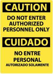 NMC - "Caution - Do Not Enter - Authorized Personnel Only", 14" Long x 10" Wide, Aluminum Safety Sign - Rectangle, 0.04" Thick, Use for Security & Admittance - Exact Tool & Supply