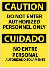 NMC - "Caution - Do Not Enter - Authorized Personnel Only", 14" Long x 10" Wide, Rigid Plastic Safety Sign - Rectangle, 0.05" Thick, Use for Security & Admittance - Exact Tool & Supply